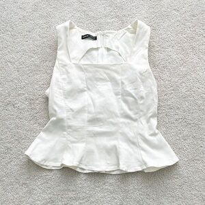 SHEIN White Sleeveless Peplum Tank Top